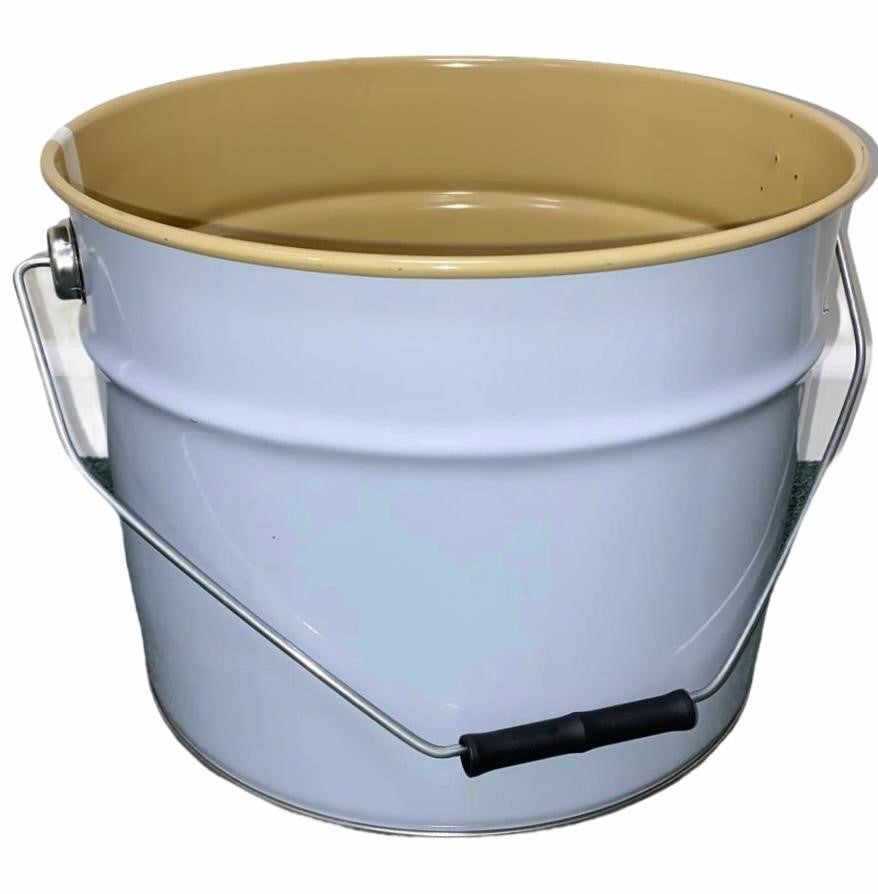 12 litre White Lacquered Tapered Tinplate Pail