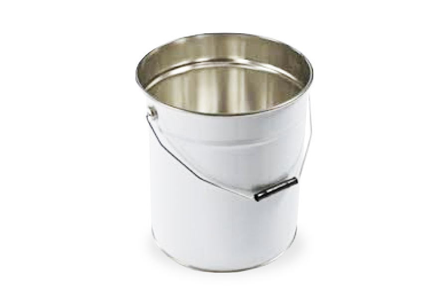 5 litre White Plain Tapered Tinplate Pail